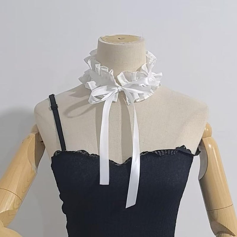 Black Anime Maid Ruffled Collar Wrist Cuffs Sleeves Vintage Modern Party Styling Photography Props Adjustable - Image 5